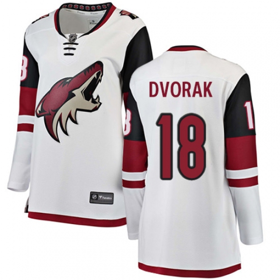 Women's Arizona Coyotes #18 Christian Dvorak Authentic White Away Fanatics Branded Breakaway NHL Jersey - Ujersey