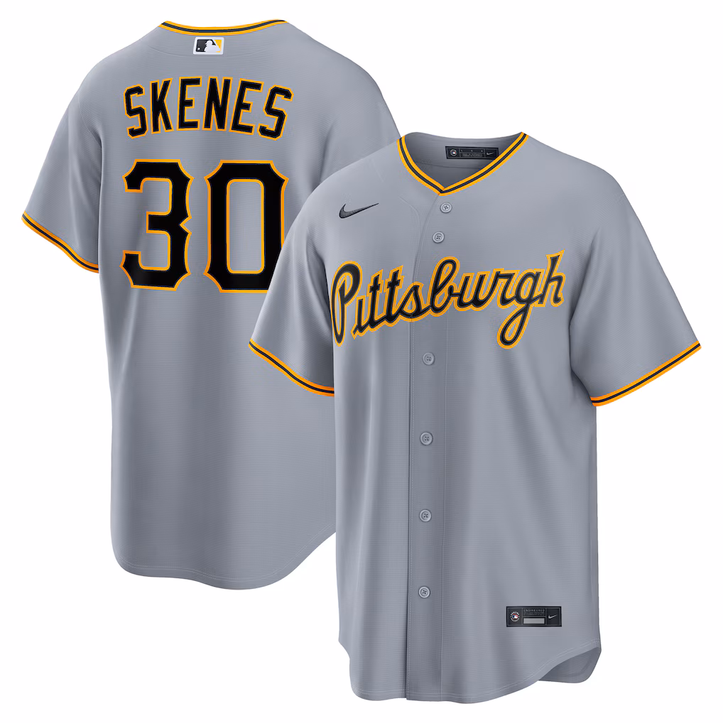 Men's Pittsburgh Pirates Paul Skenes Nike Gray Road Replica Jersey - Ujersey