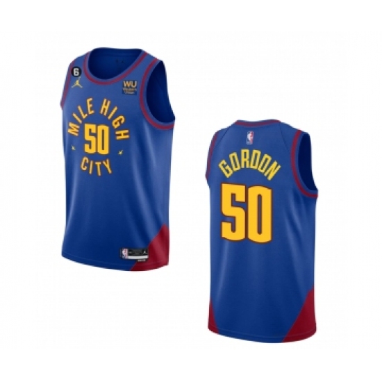 Men's Denver Nuggets #50 Aaron Gordon Blue 2022-23 Statement Edition With NO.6 Stitched Jersey - Ujersey