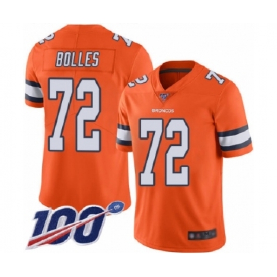 Men's Denver Broncos #72 Garett Bolles Limited Orange Rush Vapor Untouchable 100th Season Football Jersey - Ujersey
