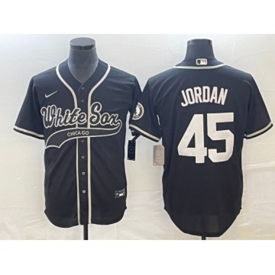 Men's Chicago White Sox #45 Michael Jordan Black Cool Base Stitched Baseball Jersey - Ujersey