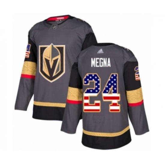Men's Vegas Golden Knights #24 Jaycob Megna Authentic Gray USA Flag Fashion Hockey Jersey - Ujersey