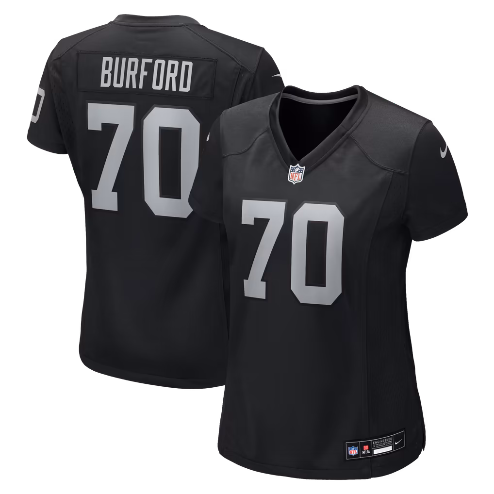 Women's Las Vegas Raiders Spencer Burford Nike Black Team Game Jersey - U-jersey