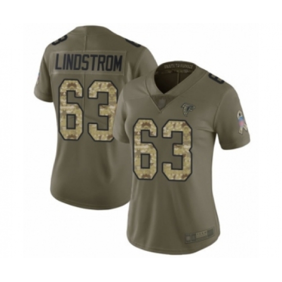 Women's Atlanta Falcons #63 Chris Lindstrom Limited Olive Camo 2017 Salute to Service Football Jersey - Ujersey