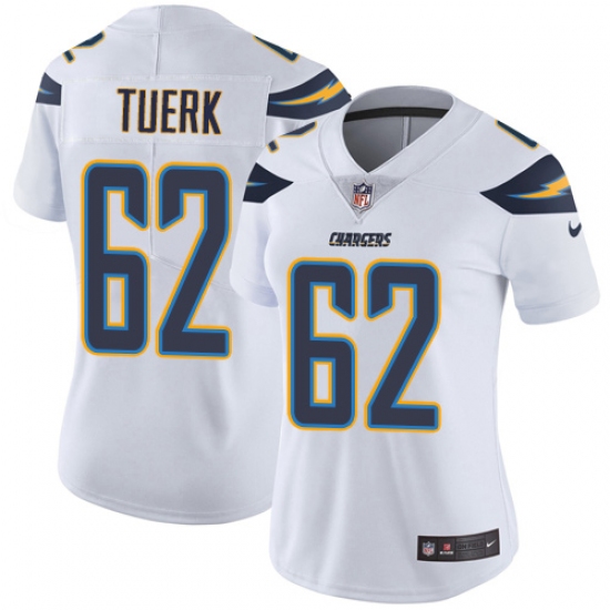 Women's Nike Los Angeles Chargers #62 Max Tuerk White Vapor Untouchable Limited Player NFL Jersey - Ujersey