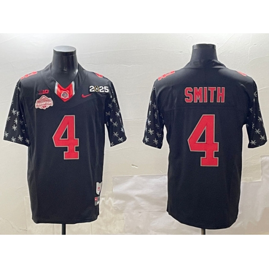 Men's Ohio State Buckeyes #4 Jeremiah Smith Black 2025 CFP Final With National Champions F.U.S.E. Vapor Limited Stitched Football Jersey - ujerseystore