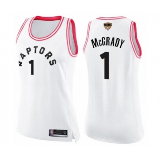 Women's Toronto Raptors #1 Tracy Mcgrady Swingman White  Pink Fashion 2019 Basketball Finals Bound Jersey - Ujersey