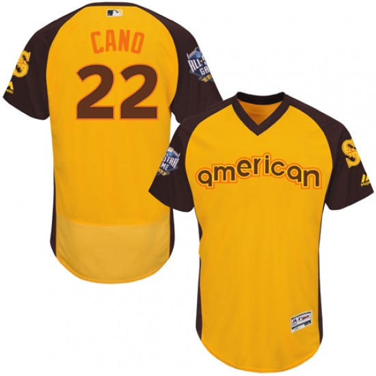 Men's Majestic Seattle Mariners #22 Robinson Cano Yellow 2016 All-Star American League BP Authentic Collection Flex Base MLB Jersey - Ujersey
