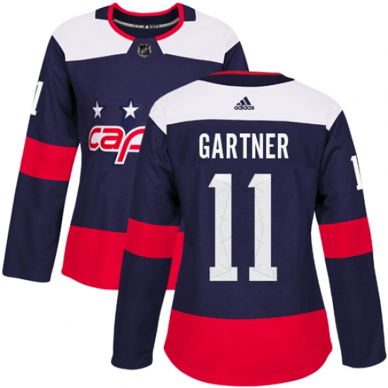 Women's Adidas Washington Capitals #11 Mike Gartner Authentic Navy Blue 2018 Stadium Series NHL Jersey - Ujersey