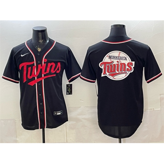 Men's Minnesota Twins Team Big Logo 2026 Fashion Replica Black Out Stitched Baseball Jersey
