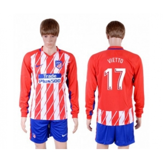 Atletico Madrid #17 Vietto Home Long Sleeves Soccer Club Jersey
