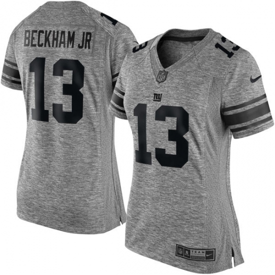 Women's Nike New York Giants #13 Odell Beckham Jr Limited Gray Gridiron NFL Jersey - Ujersey