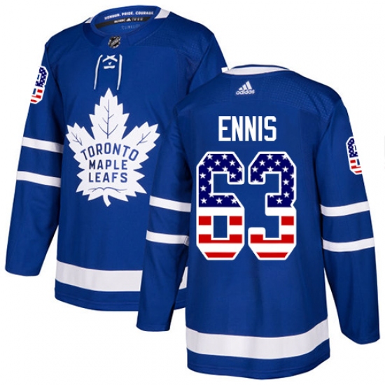 Men's Adidas Toronto Maple Leafs #63 Tyler Ennis Authentic Royal Blue USA Flag Fashion NHL Jersey - Ujersey