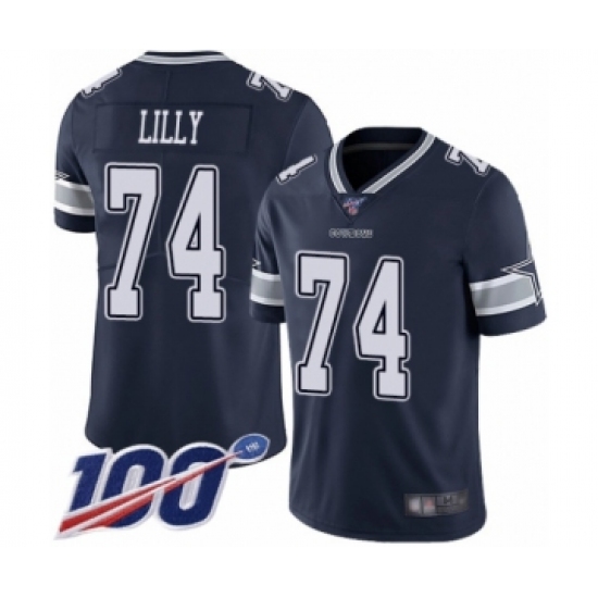 Men's Dallas Cowboys #74 Bob Lilly Navy Blue Team Color Vapor Untouchable Limited Player 100th Season Football Jersey - Ujersey