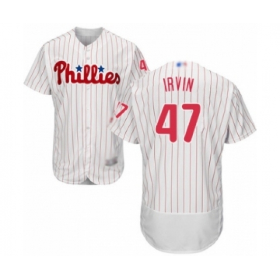 Men's Philadelphia Phillies #47 Cole Irvin White Home Flex Base Authentic Collection Baseball Player Jersey - Ujersey