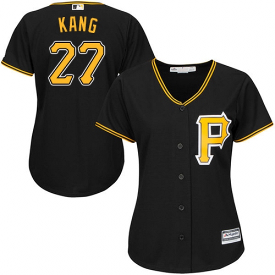 Women's Majestic Pittsburgh Pirates #27 Jung-ho Kang Authentic Black Alternate Cool Base MLB Jersey - Ujersey