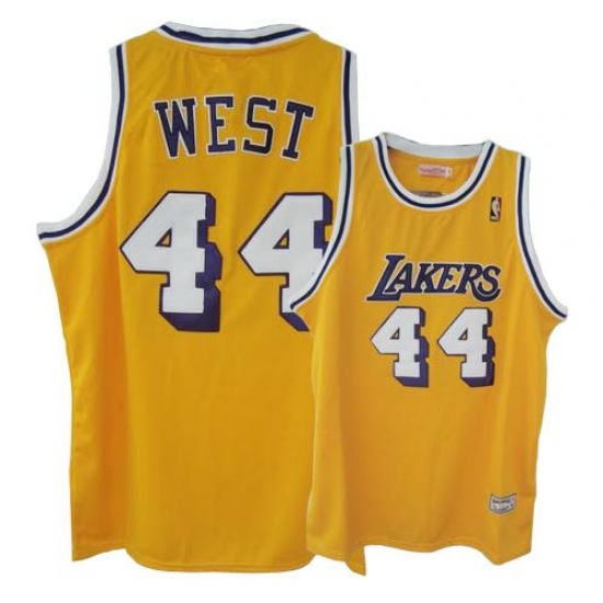 Men's Mitchell and Ness Los Angeles Lakers #44 Jerry West Swingman Gold Throwback NBA Jersey - Ujersey