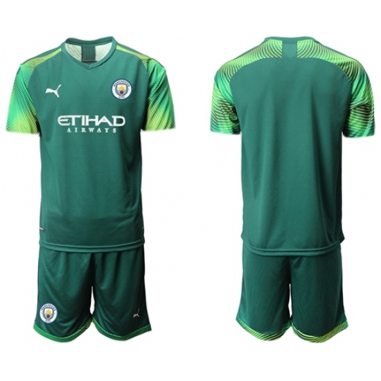 Manchester City Blank Army Green Goalkeeper Soccer Club Jersey