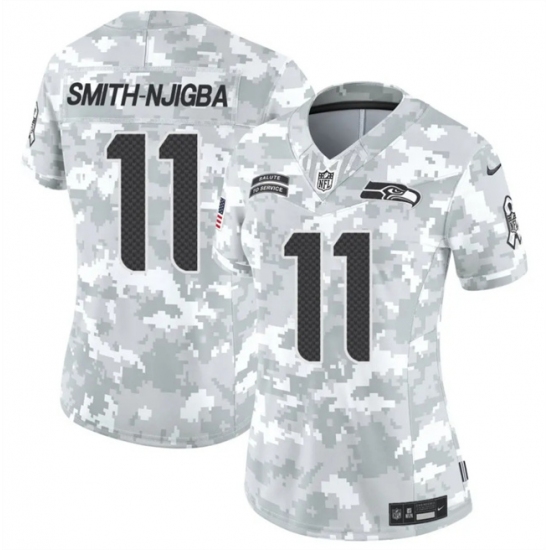Women's Seattle Seahawks #11 Jaxon Smith-Njigba 2024 F.U.S.E Arctic Camo Salute To Service Limited Stitched Football Jersey(Run Small)