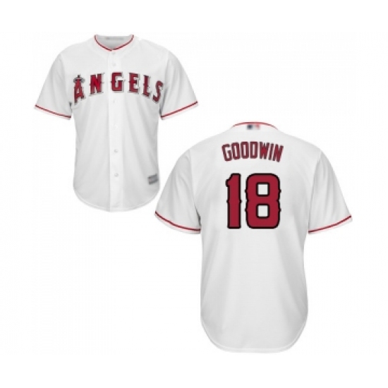 Men's Los Angeles Angels of Anaheim #18 Brian Goodwin Replica White Home Cool Base Baseball Jersey - Ujersey