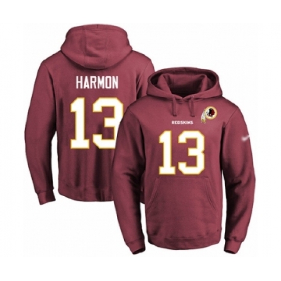 Football Men's Washington Redskins #13 Kelvin Harmon Red Name & Number Pullover Hoodie - Ujersey