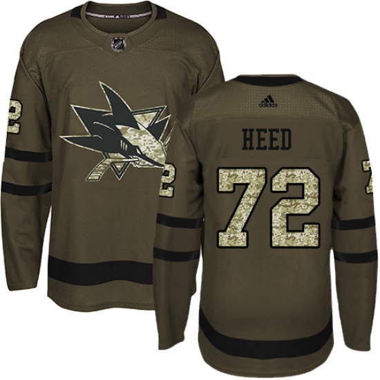 Youth Adidas San Jose Sharks #72 Tim Heed Authentic Green Salute to Service NHL Jersey - Ujersey
