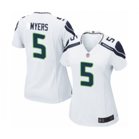 Women's Seattle Seahawks #5 Jason Myers Game White Football Jersey - Ujersey