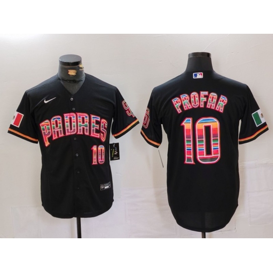 Men's San Diego Padres #10 Jurickson Profar Black Mexico Cool Base Stitched Jersey - Ujersey