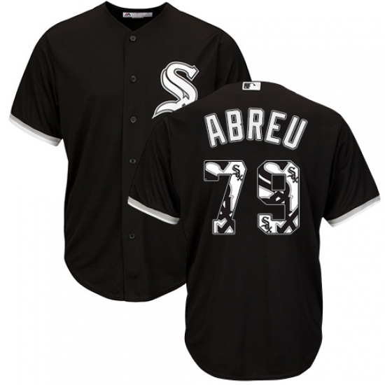 Men's Majestic Chicago White Sox #79 Jose Abreu Authentic Black Team Logo Fashion Cool Base MLB Jersey