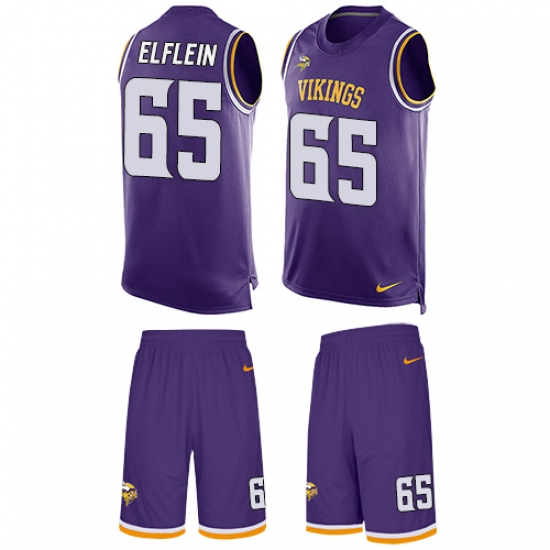 Men's Nike Minnesota Vikings #65 Pat Elflein Limited Purple Tank Top Suit NFL Jersey - Ujersey