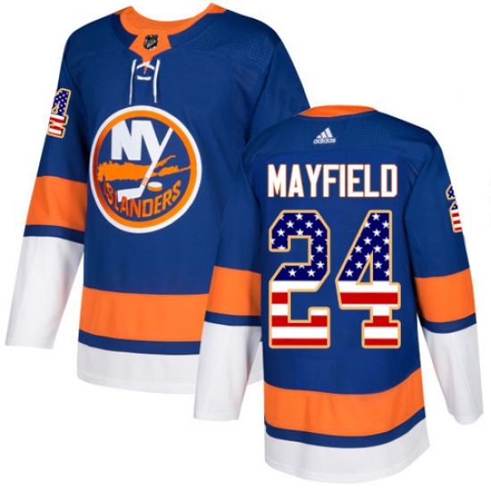 Men's Adidas New York Islanders #24 Scott Mayfield Authentic Royal Blue USA Flag Fashion NHL Jersey - Ujersey
