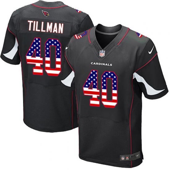 Men's Nike Arizona Cardinals #40 Pat Tillman Elite Black Alternate USA Flag Fashion NFL Jersey - ujerseystore