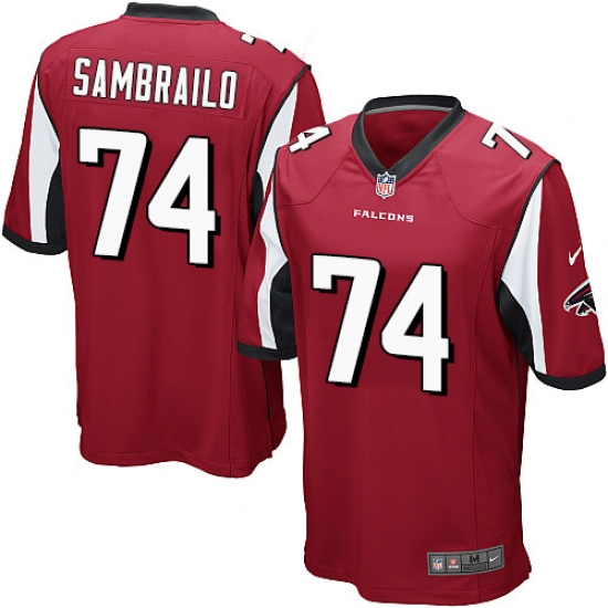 Men's Nike Atlanta Falcons #74 Ty Sambrailo Game Red Team Color NFL Jersey - Ujersey