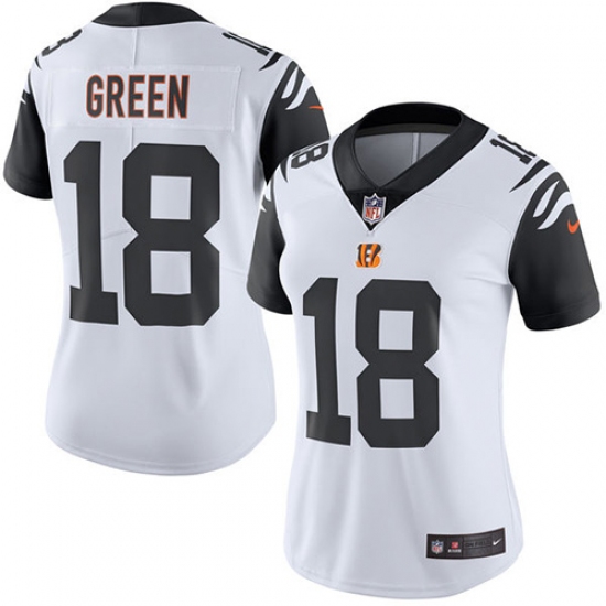 Women's Nike Cincinnati Bengals #18 A.J. Green Limited White Rush Vapor Untouchable NFL Jersey - Ujersey