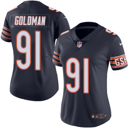 Women's Nike Chicago Bears #91 Eddie Goldman Navy Blue Team Color Vapor Untouchable Limited Player NFL Jersey