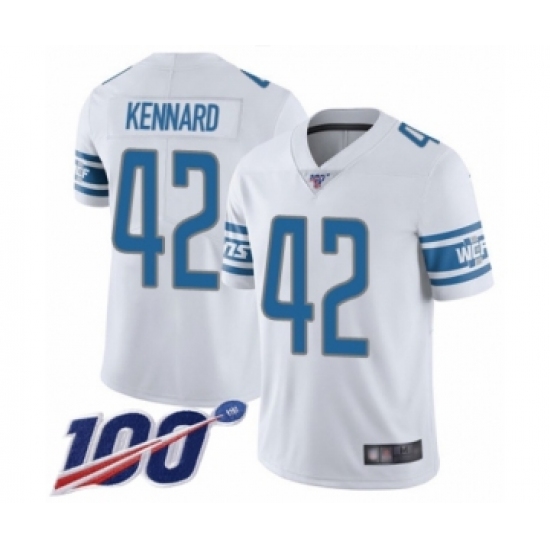 Men's Detroit Lions #42 Devon Kennard White Vapor Untouchable Limited Player 100th Season Football Jersey - Ujersey