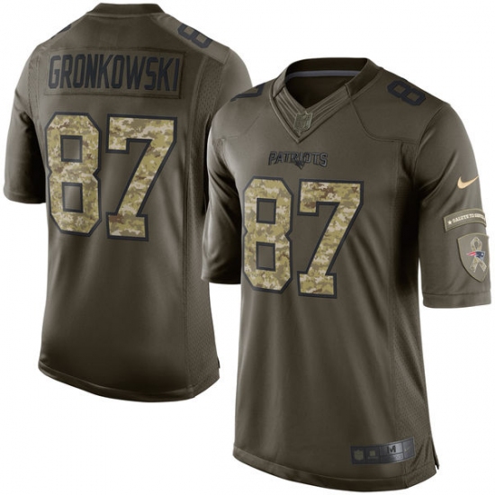 Men's Nike New England Patriots #87 Rob Gronkowski Elite Green Salute to Service NFL Jersey - Ujersey