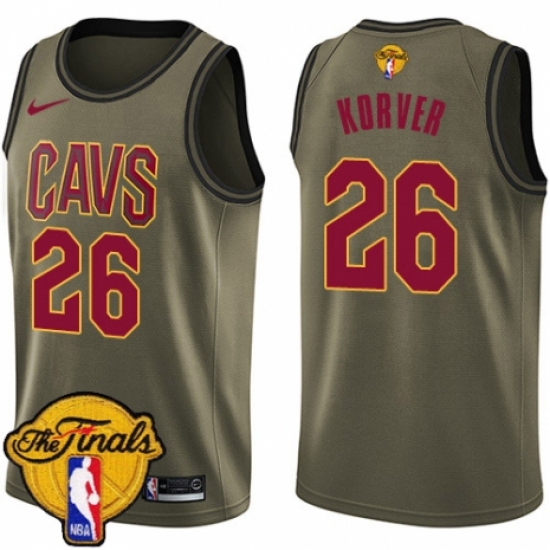 Men's Nike Cleveland Cavaliers #26 Kyle Korver Swingman Green Salute to Service 2018 NBA Finals Bound NBA Jersey - Ujersey