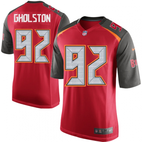 Men's Nike Tampa Bay Buccaneers #92 William Gholston Game Red Team Color NFL Jersey - Ujersey