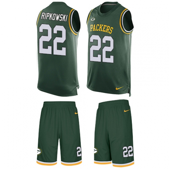 Men's Nike Green Bay Packers #22 Aaron Ripkowski Limited Green Tank Top Suit NFL Jersey - Ujersey