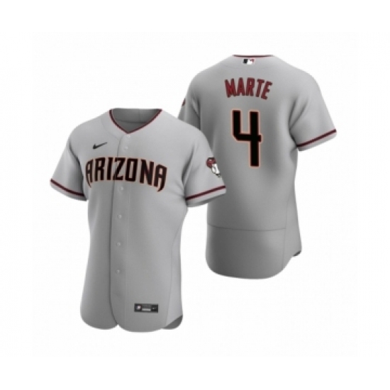 Men's Arizona Diamondbacks #4 Ketel Marte Nike Gray Authentic 2020 Road Jersey - Ujersey