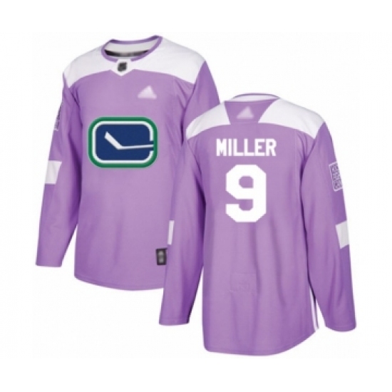 Men's Vancouver Canucks #9 J.T. Miller Authentic Purple Fights Cancer Practice Hockey Jersey - Ujersey