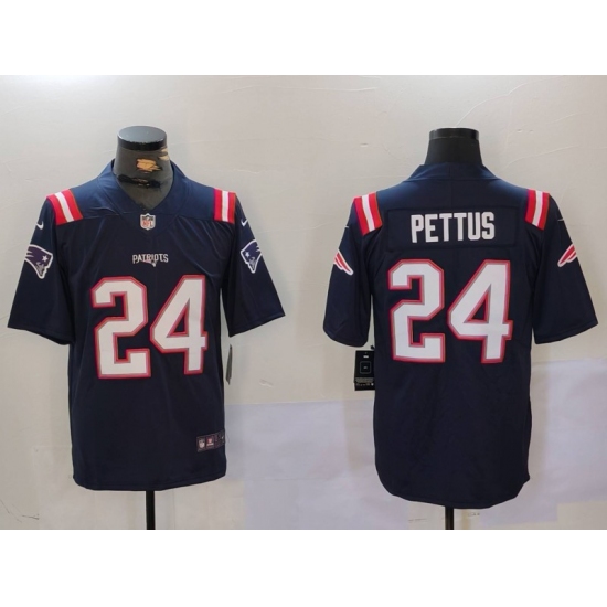 Men's New England Patriots #24 Dell Pettus Navy Vapor Limited Stitched Football Jersey - Ujersey