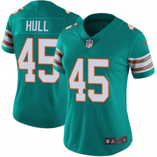 Women's Nike Miami Dolphins #45 Mike Hull Aqua Green Alternate Vapor Untouchable Elite Player NFL Jersey - Ujersey