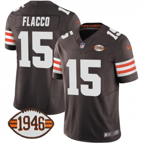Men's Cleveland Browns #15 Joe Flacco Brown 2025 F.U.S.E. With 1946 75th Anniversary Vapor Limited Football Stitched Jersey - Ujersey