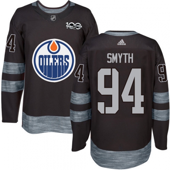 Men's Adidas Edmonton Oilers #94 Ryan Smyth Authentic Black 1917-2017 100th Anniversary NHL Jersey - Ujersey