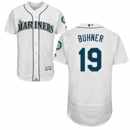 Men's Majestic Seattle Mariners #19 Jay Buhner White Home Flex Base Authentic Collection MLB Jersey - Ujersey