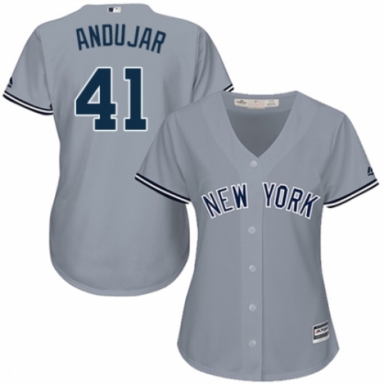 Women's Majestic New York Yankees #41 Miguel Andujar Authentic Grey Road MLB Jersey