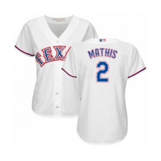 Women's Texas Rangers #2 Jeff Mathis Authentic White Home Cool Base Baseball Player Jersey - Ujersey