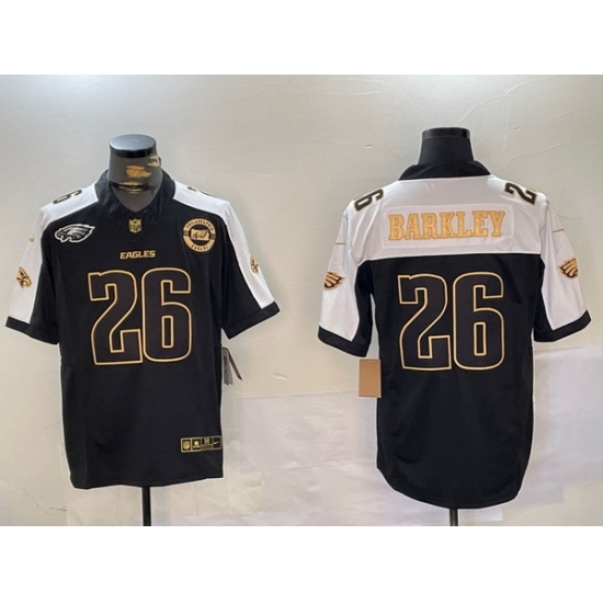Men's Philadelphia Eagles #26 Saquon Barkley Black Gold 2024 New F U S E With 3 Star C Stitched Football Jersey 2 - Ujersey